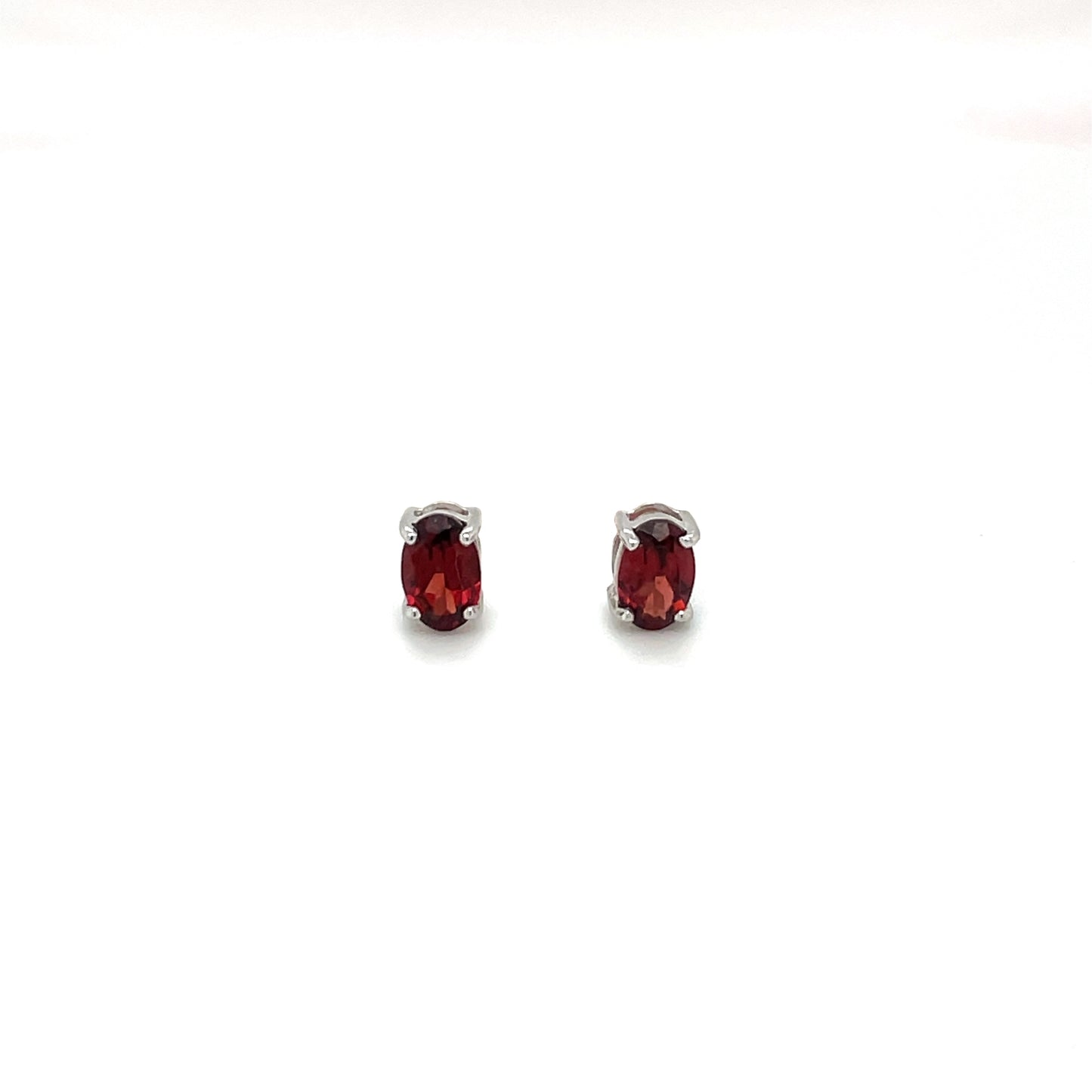 9ct White Gold Garnet Stud Earrings