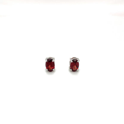 9ct White Gold Garnet Stud Earrings