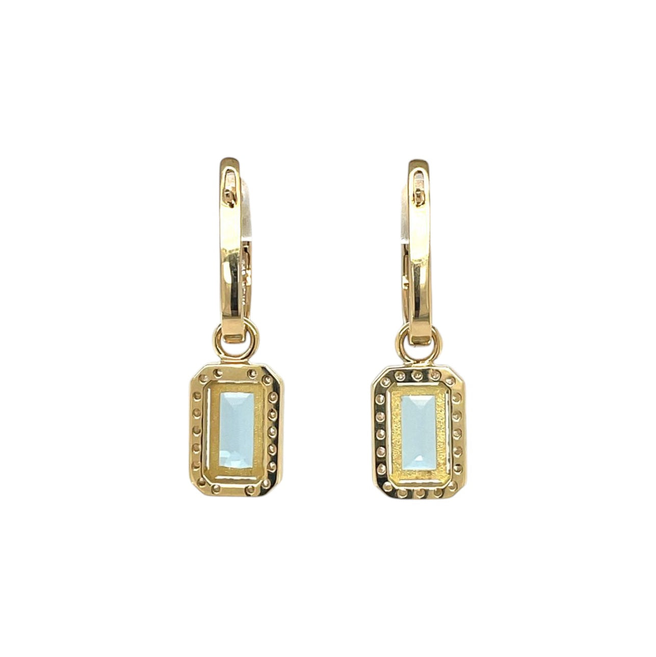 18ct Yellow Gold Diamond Hoop & Aquamarine & Diamond Pendant