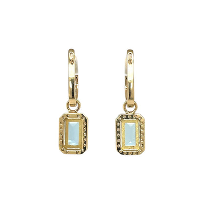 18ct Yellow Gold Diamond Hoop & Aquamarine & Diamond Pendant