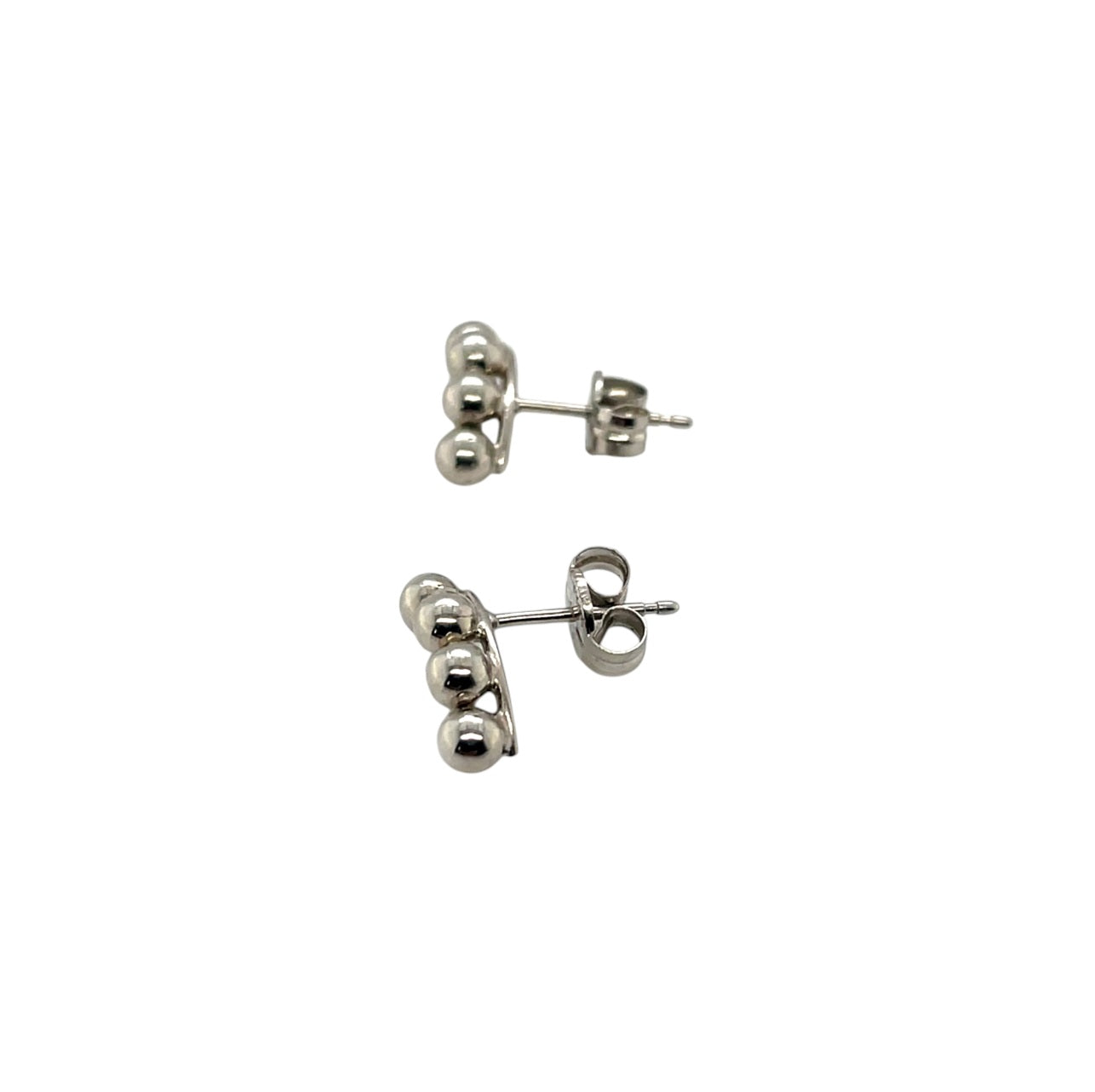 9ct White Gold Curved Ball Earrings