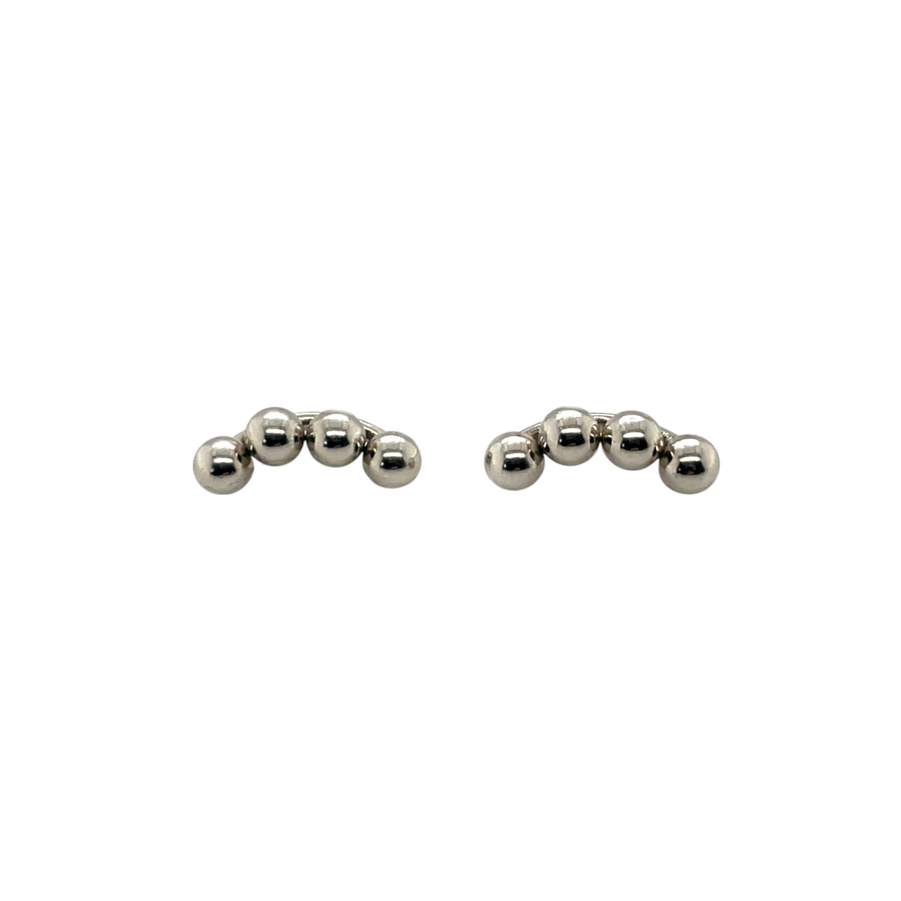 9ct White Gold Curved Ball Earrings