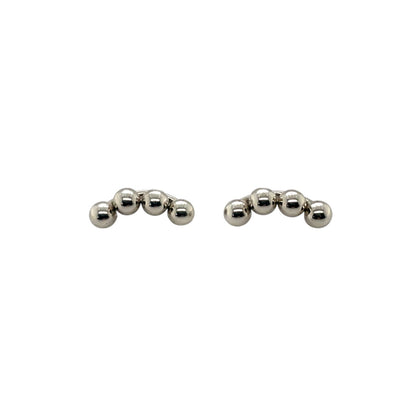 9ct White Gold Curved Ball Earrings