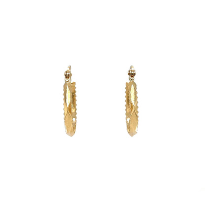 9ct Yellow Gold Antique Design Hoop Earrings