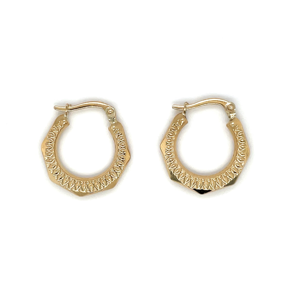 9ct yellow gold antique look creole style hoops