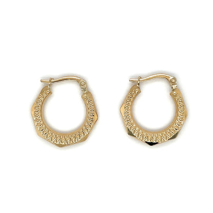 9ct yellow gold antique look creole style hoops