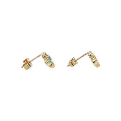 9ct Yellow Gold Turquoise Clover Stud Earrings