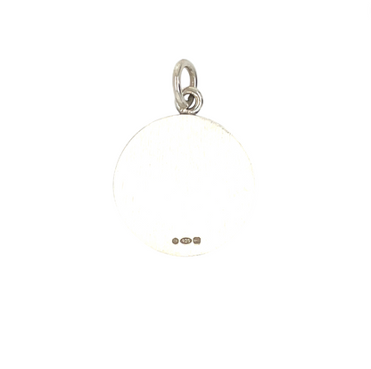 Silver Pisces Disk Pendant (22mm) & Chain (16-18")