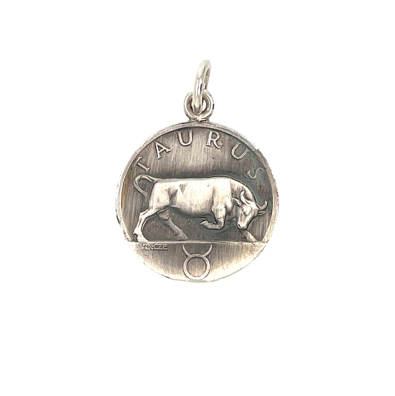 Silver Taurus Disc Pendant (22mm) & Chain (16-18")