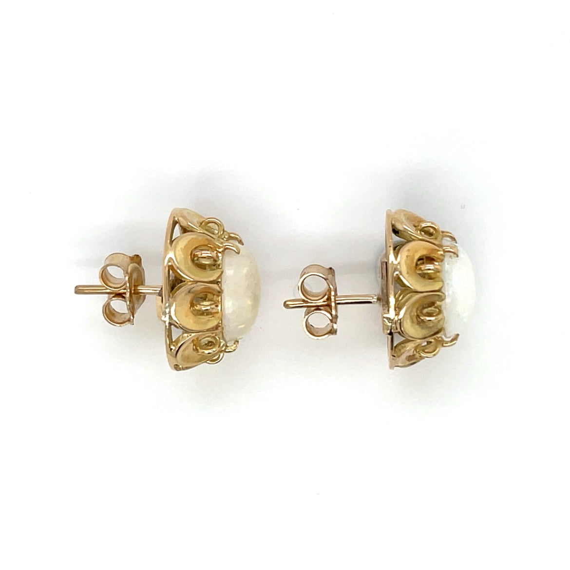 9ct Yellow Gold Oval Opal Stud Earrings