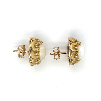 9ct Yellow Gold Oval Opal Stud Earrings