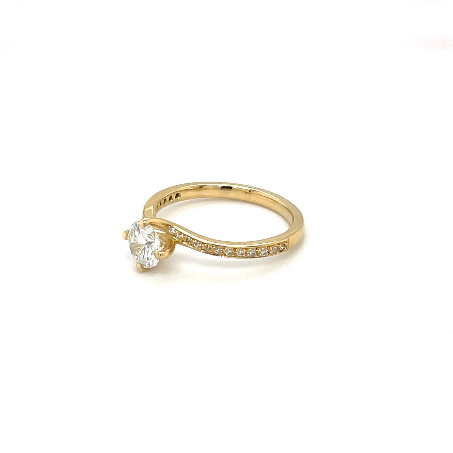 18ct Yellow Gold Diamond Solitaire Twist Ring