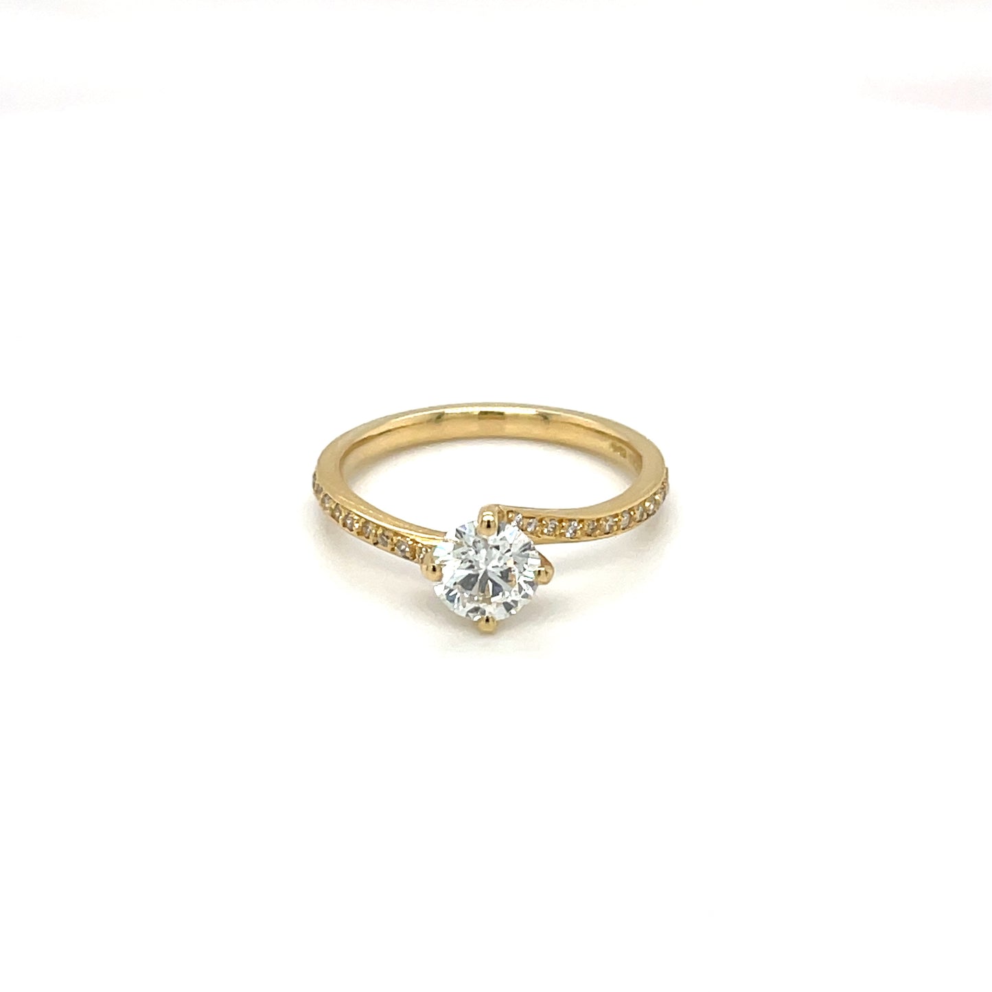 18ct Yellow Gold Diamond Solitaire Twist Ring