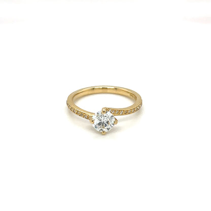 18ct Yellow Gold Diamond Solitaire Twist Ring