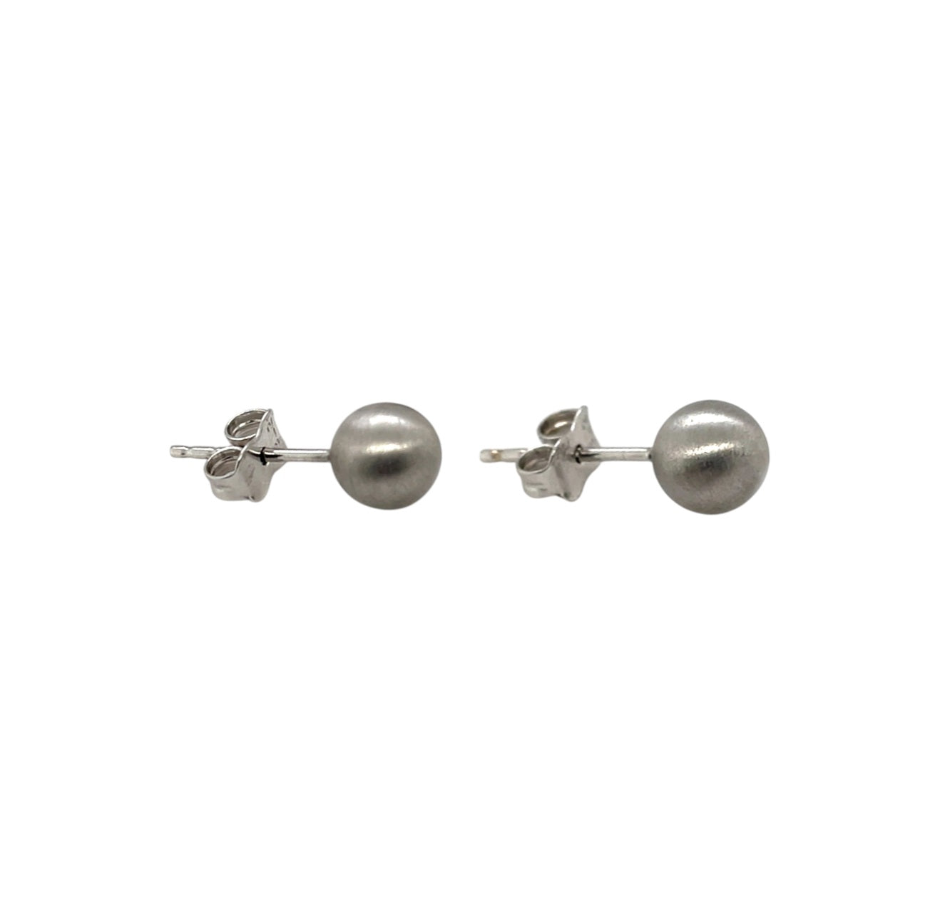 9ct White Gold Satin Ball Stud Earrings (6mm)