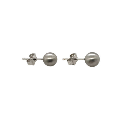 9ct White Gold Satin Ball Stud Earrings (6mm)