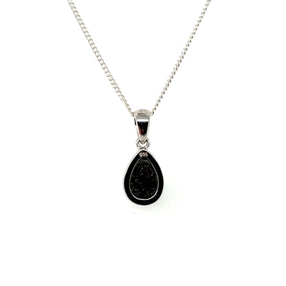 Silver Teardrop Opal Pendant & Chain (16-18")