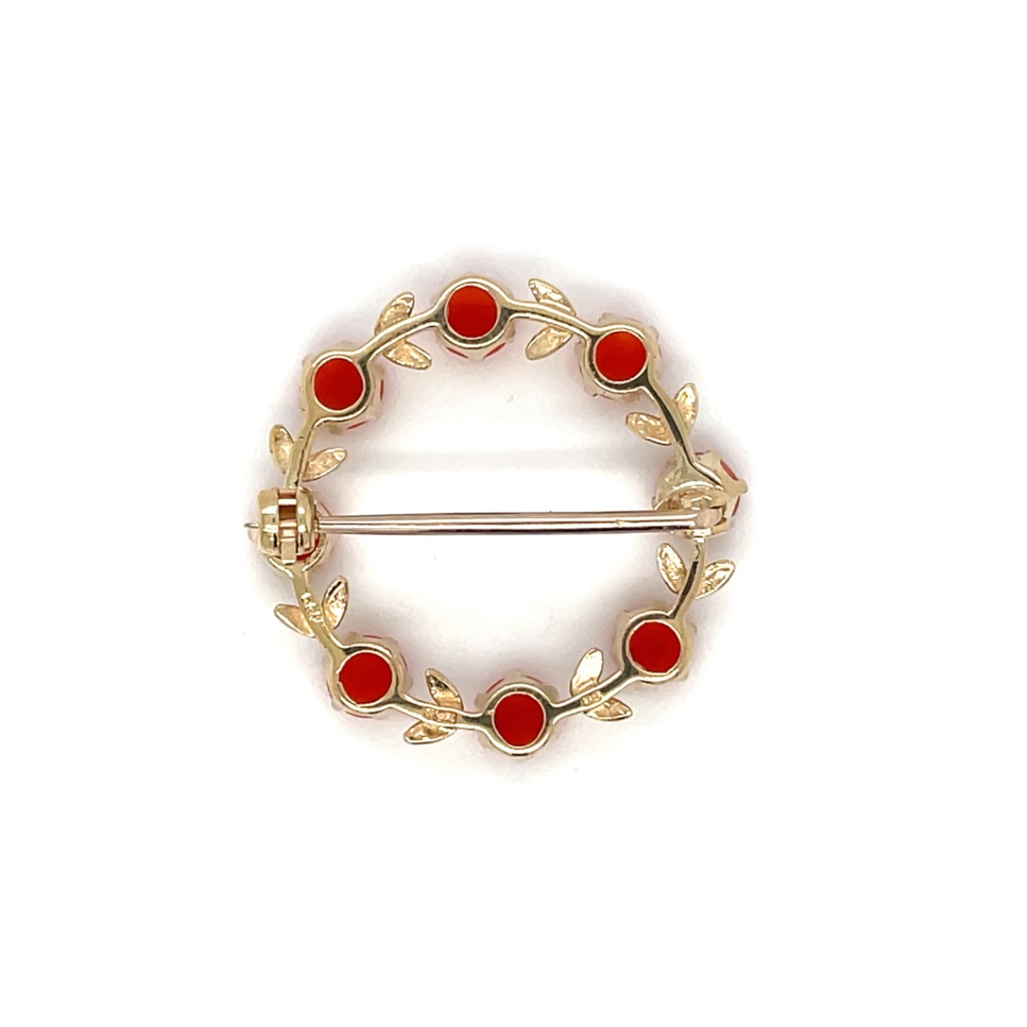 9ct Yellow Gold & Coral 'Wreath' Brooch