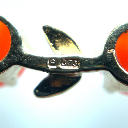 9ct Yellow Gold & Coral 'Wreath' Brooch