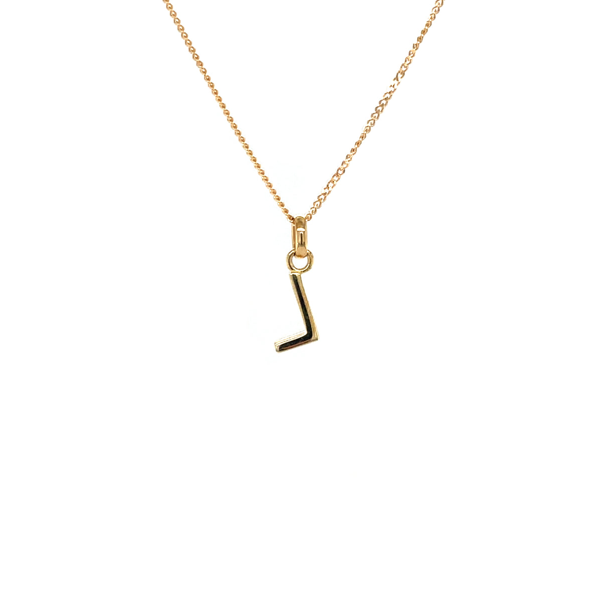 9ct Yellow Gold L Letter Pendant & Chain (18")