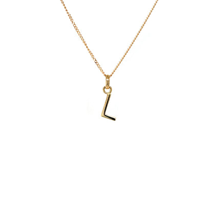 9ct Yellow Gold L Letter Pendant & Chain (18")