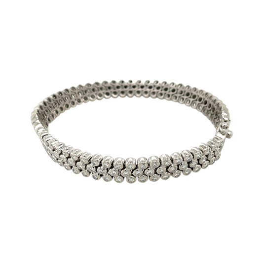 18ct White Gold Diamond Three Row Bracelet