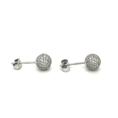 18ct White Gold Diamond Ball Stud Earrings