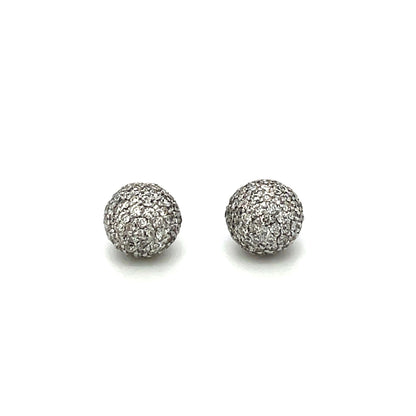 18ct White Gold Diamond Ball Stud Earrings