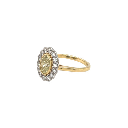 18ct Yellow & White Gold Yellow & Colourless Diamond Cluster Ring (N)