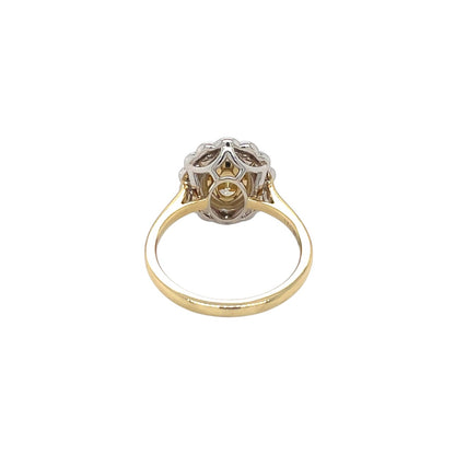 18ct Yellow & White Gold Yellow & Colourless Diamond Cluster Ring (N)