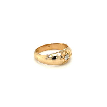Antique 18ct Yellow Gold Diamond Star Setting Gypsy Ring