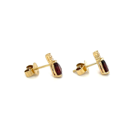 18ct Yellow Gold Garnet & Diamond Earrings