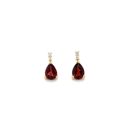 18ct Yellow Gold Garnet & Diamond Earrings
