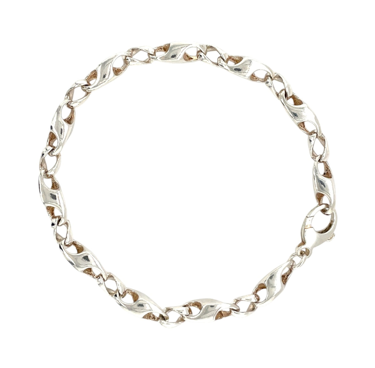 Silver Barleycorn Link 'Lobster Claw' Bracelet (7.5")