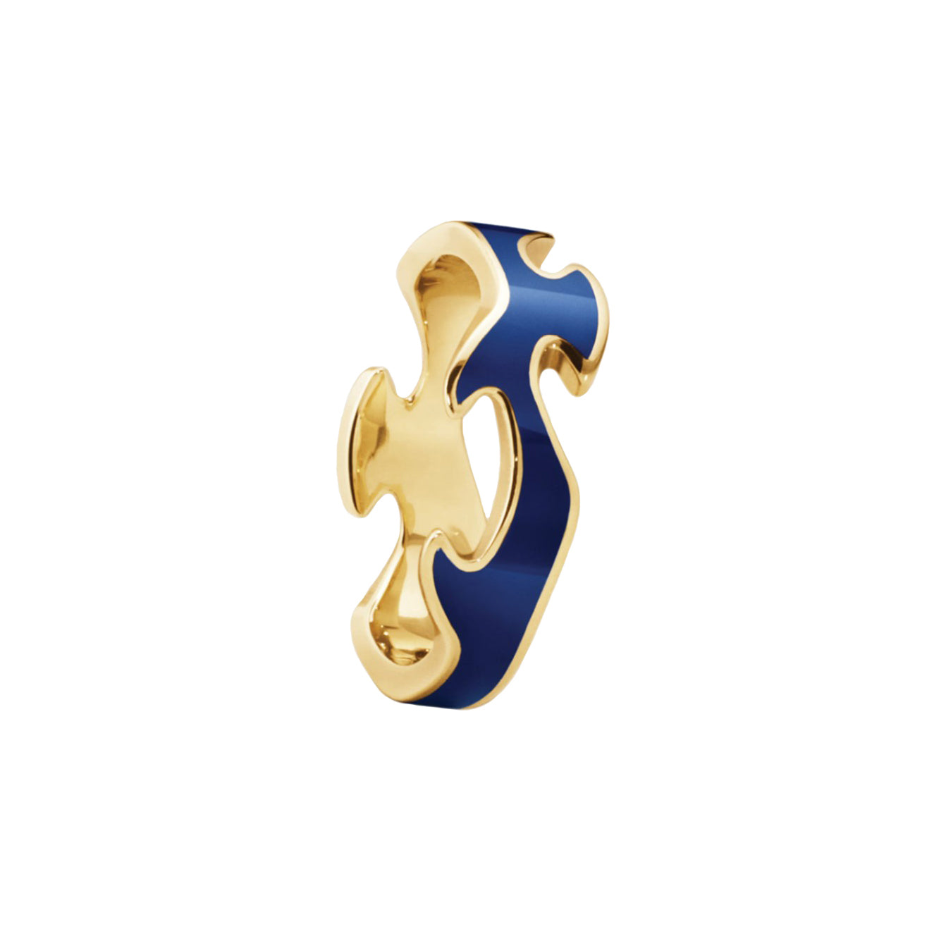 Georg Jensen 18ct Yellow Gold Blue Fusion Centre Ring (Size 54)