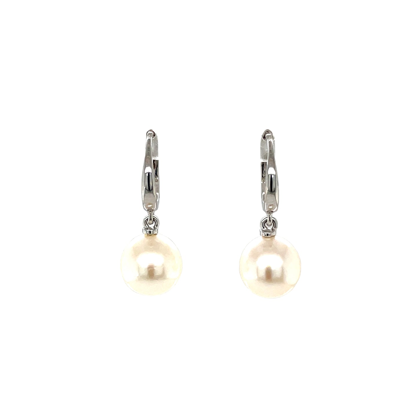 18ct White Gold Freshwater Pearl Hoop Earrings