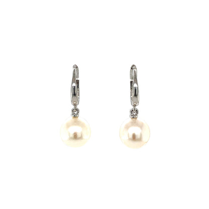 18ct White Gold Freshwater Pearl Hoop Earrings