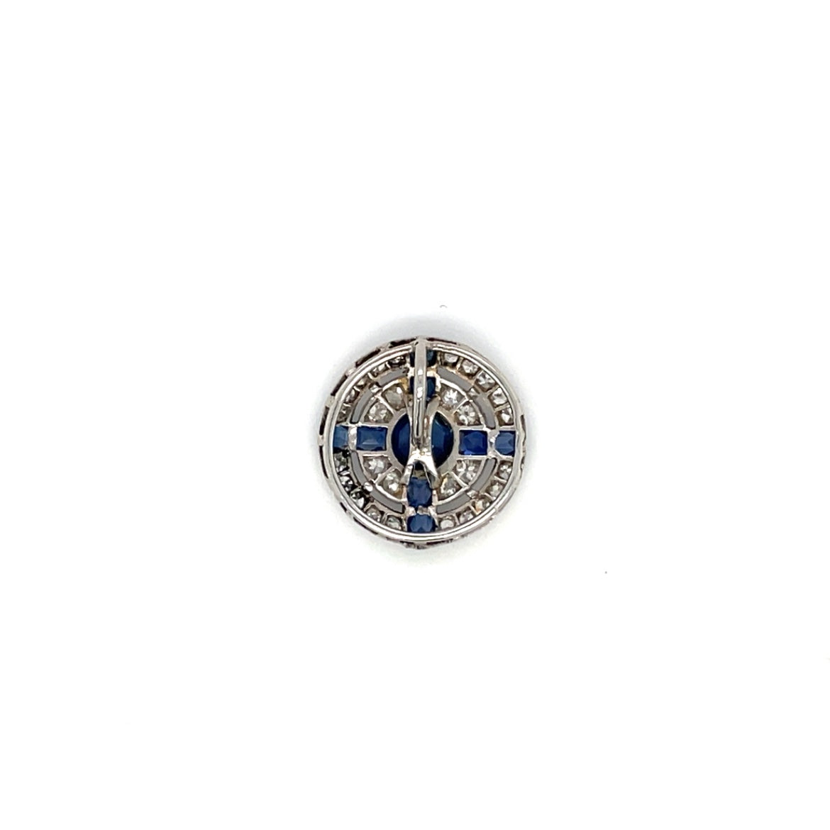 18ct White Gold Sapphire & Diamond Art Deco Style Pendant
