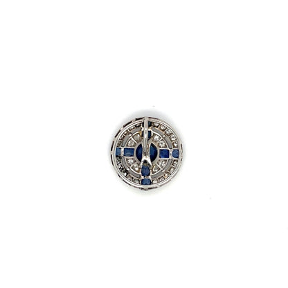 18ct White Gold Sapphire & Diamond Art Deco Style Pendant