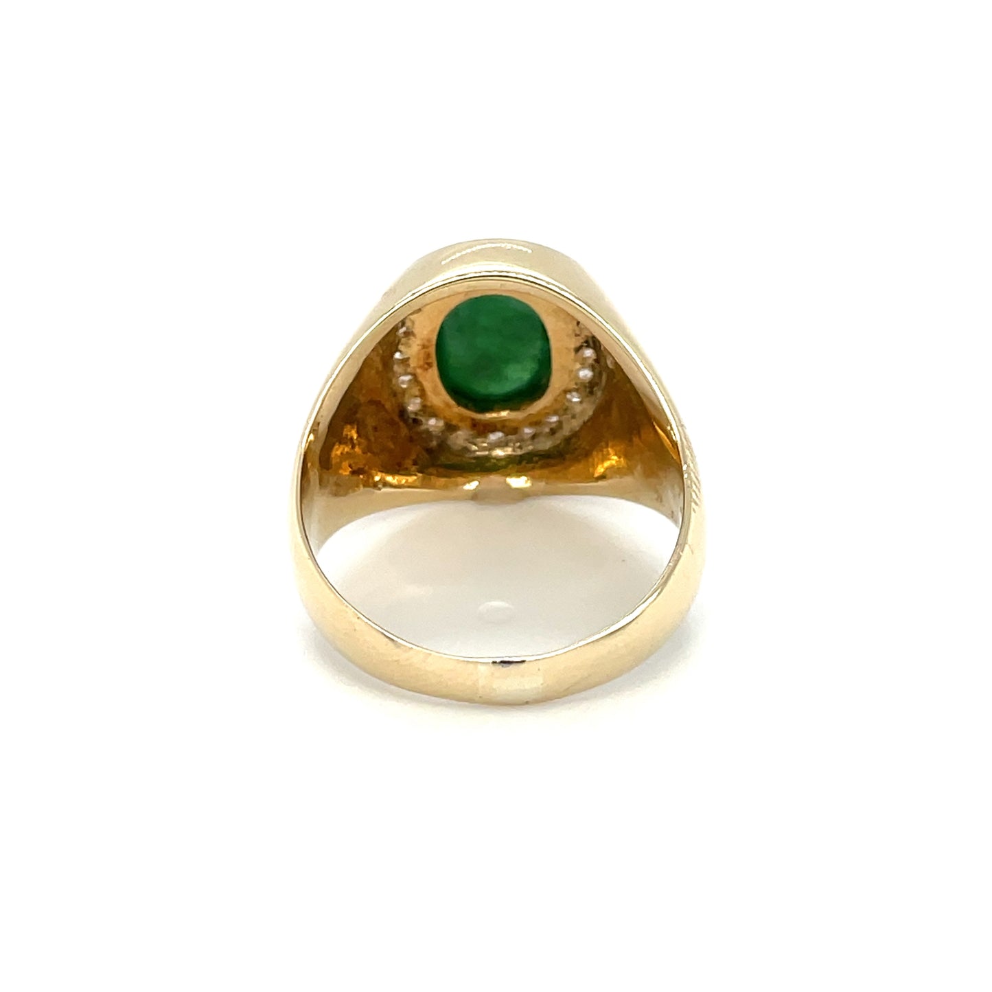 14ct Yellow Gold Jade Cabochon & Diamond Ring