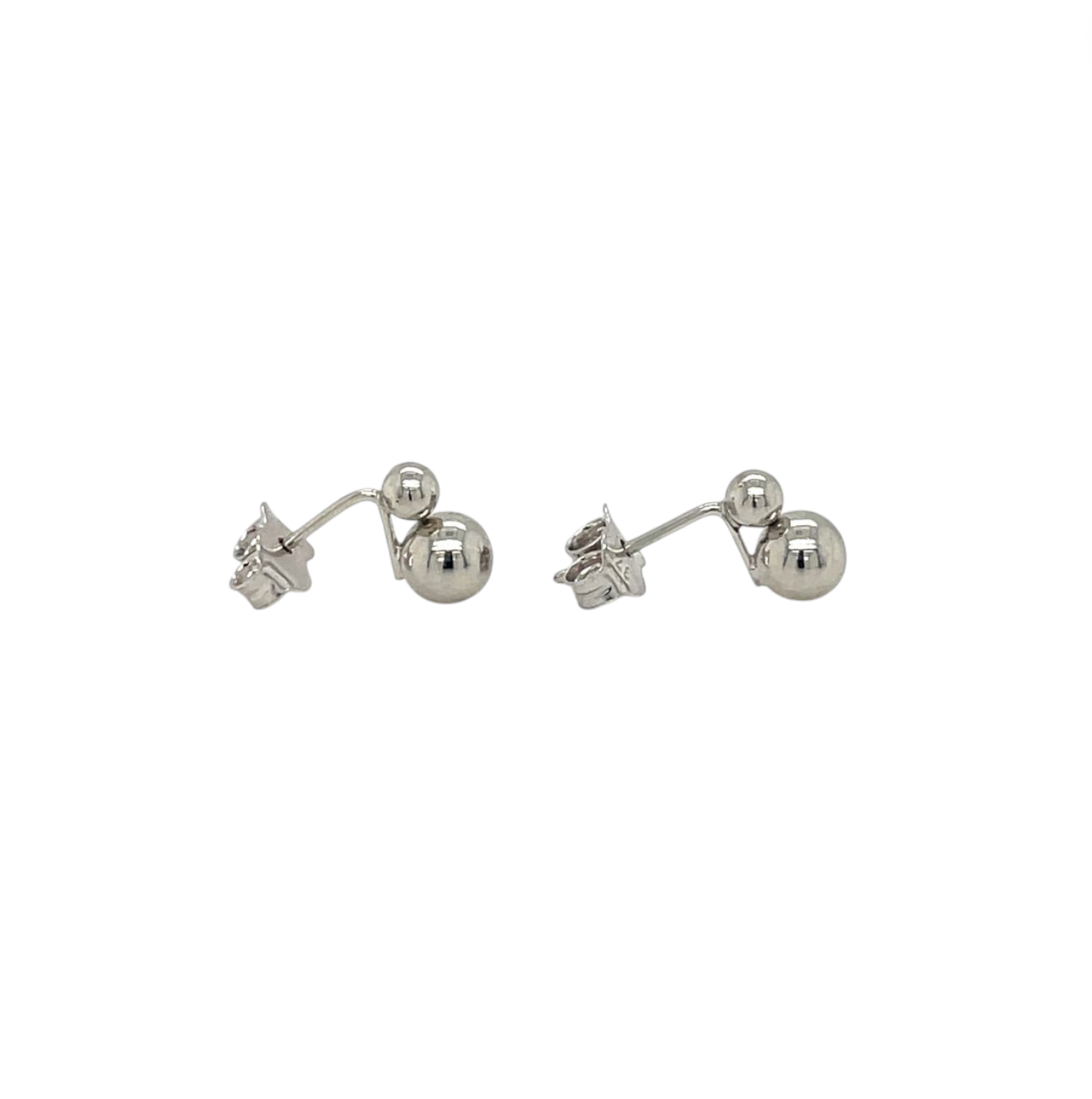 9ct White Gold Double Ball Stud Earrings