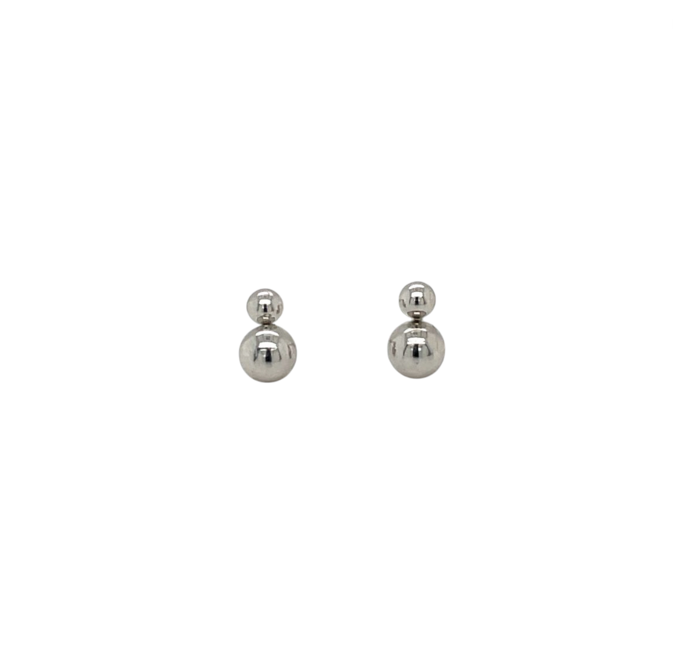 9ct White Gold Double Ball Stud Earrings