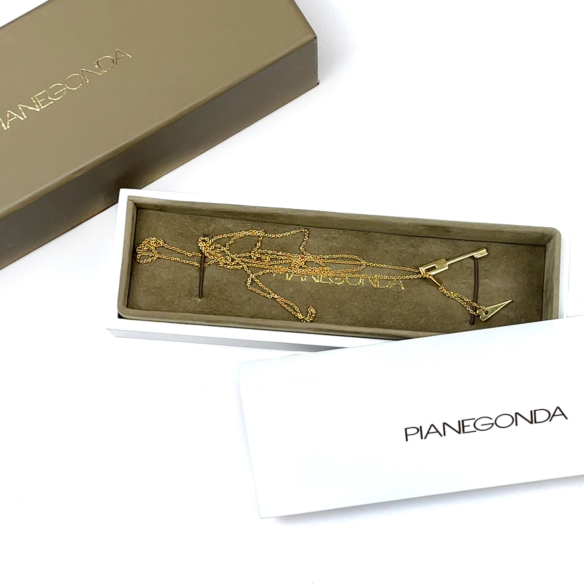 Pianegonda 18ct Yellow Gold Key & Heart Necklace (36")