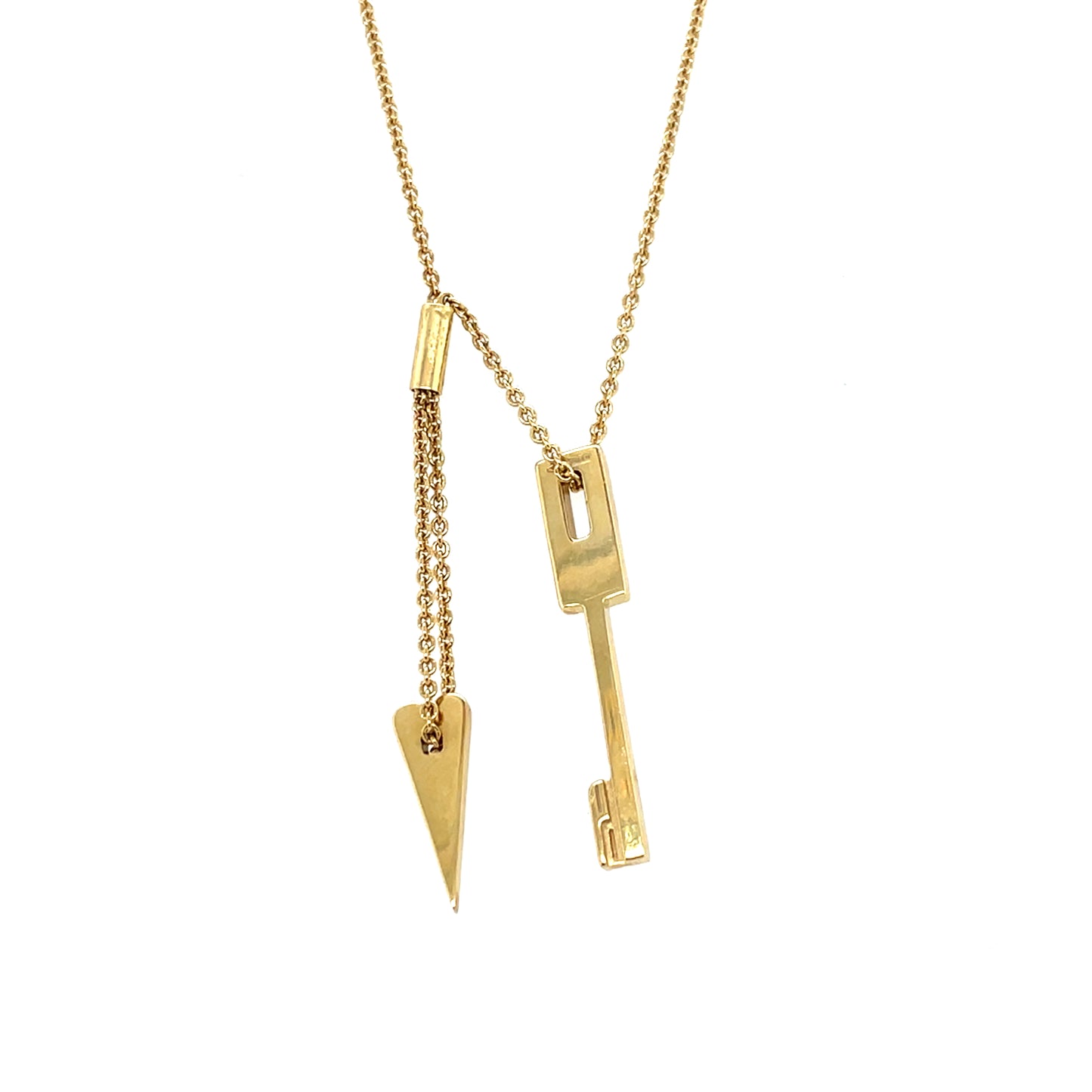 Pianegonda 18ct Yellow Gold Key & Heart Necklace (36")