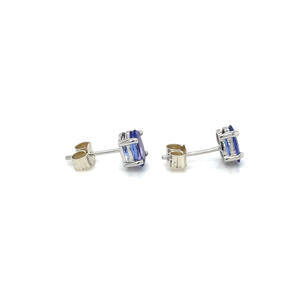 9ct White Gold Tanzanite Stud Earrings