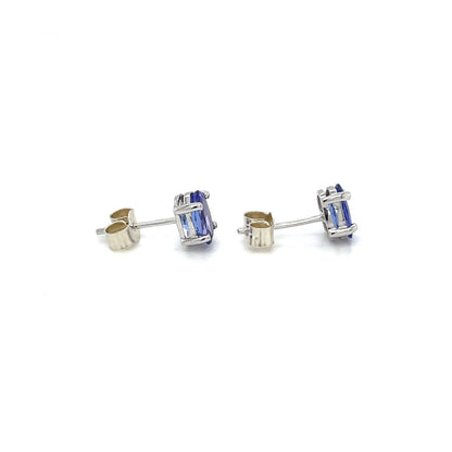 9ct White Gold Tanzanite Stud Earrings