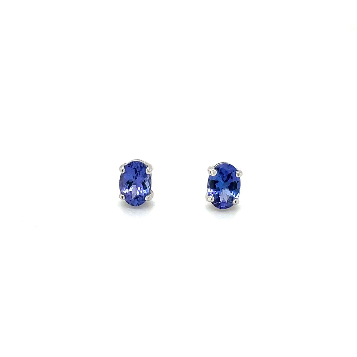 9ct White Gold Tanzanite Stud Earrings