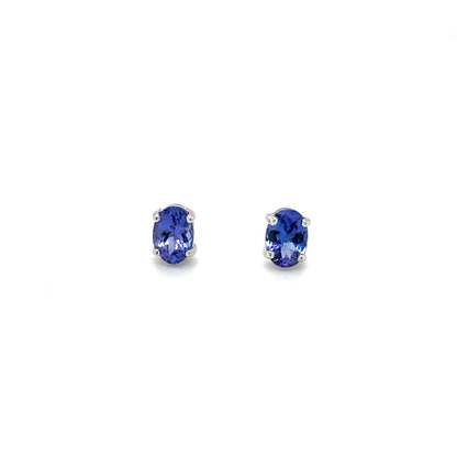 9ct White Gold Tanzanite Stud Earrings