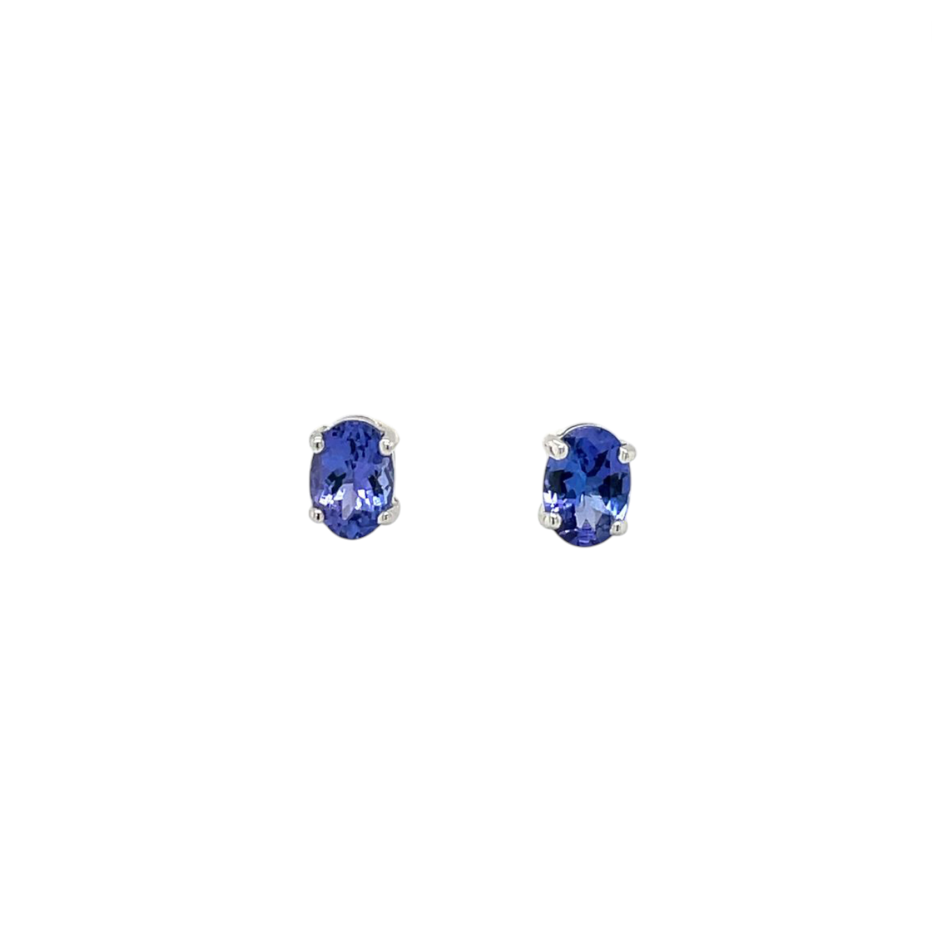 9ct White Gold Tanzanite Stud Earrings