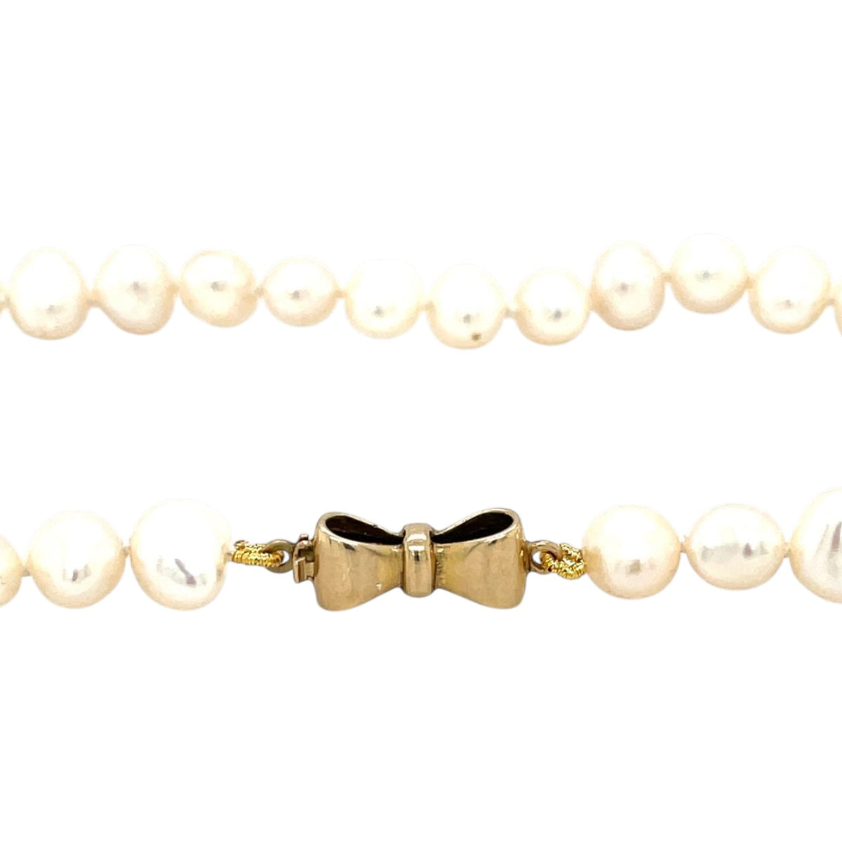 Pearl Necklace with 9ct Bow Clasp (17")